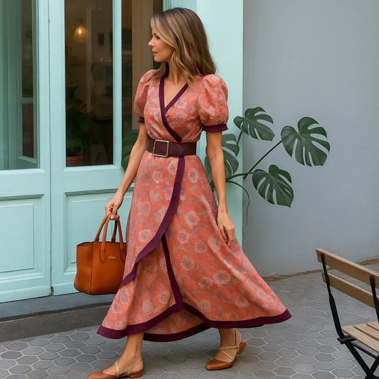 Mathilde| Elegant lyserød maxi-kjole