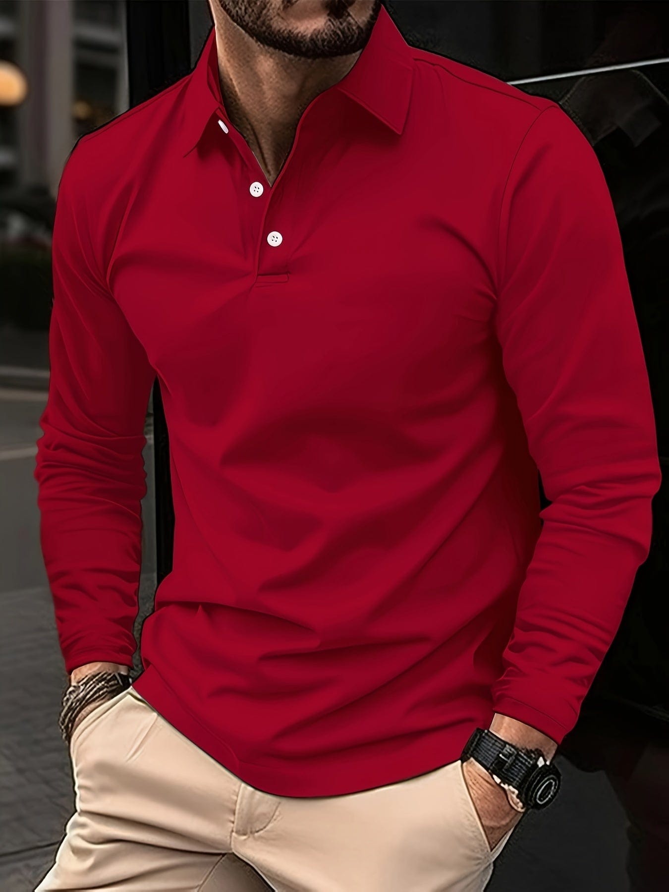 Théo｜Langærmet poloshirt til mænd