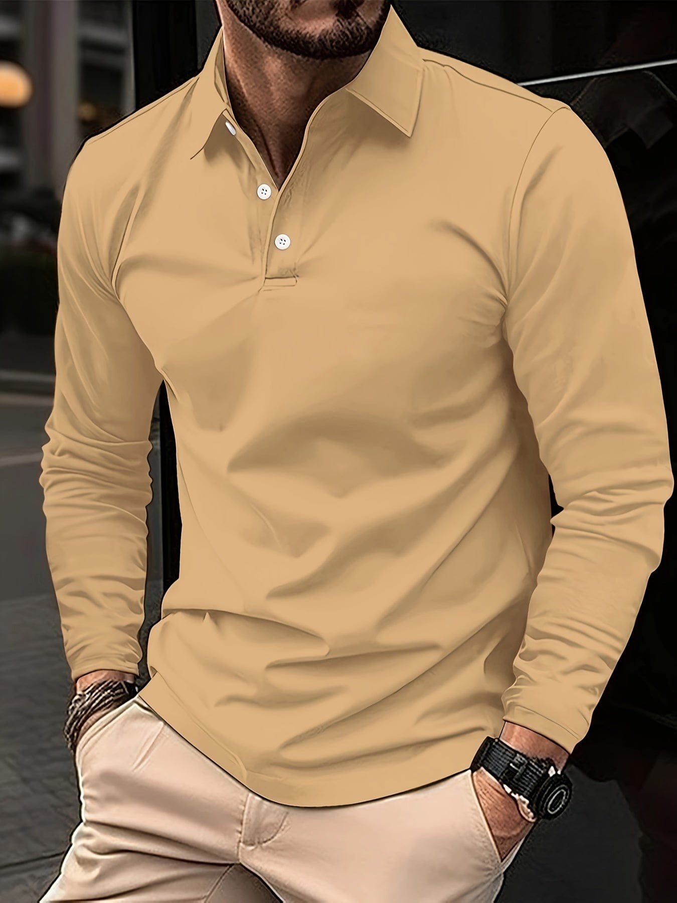 Théo｜Langærmet poloshirt til mænd