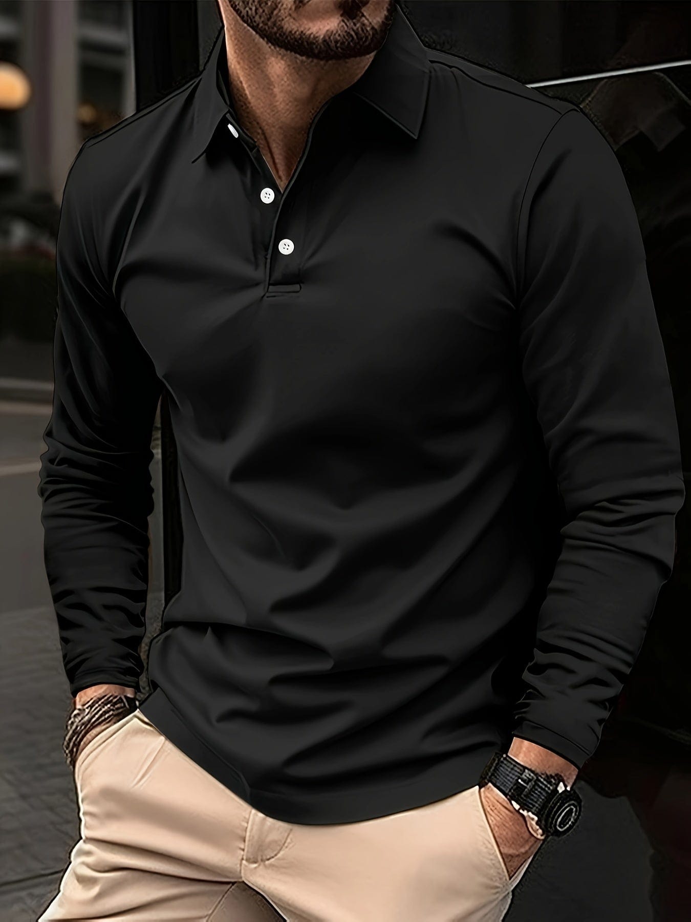 Théo｜Langærmet poloshirt til mænd